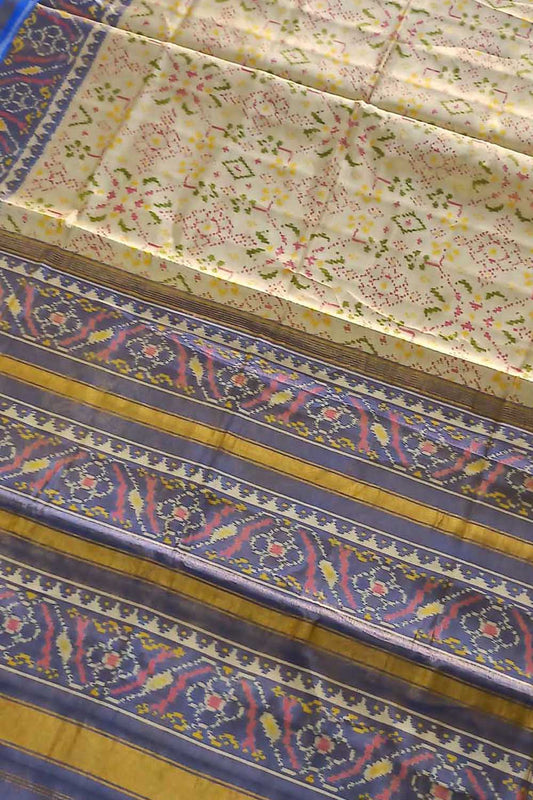 Multicolor Tissue Patola Single Ikat Saree - Luxurion World