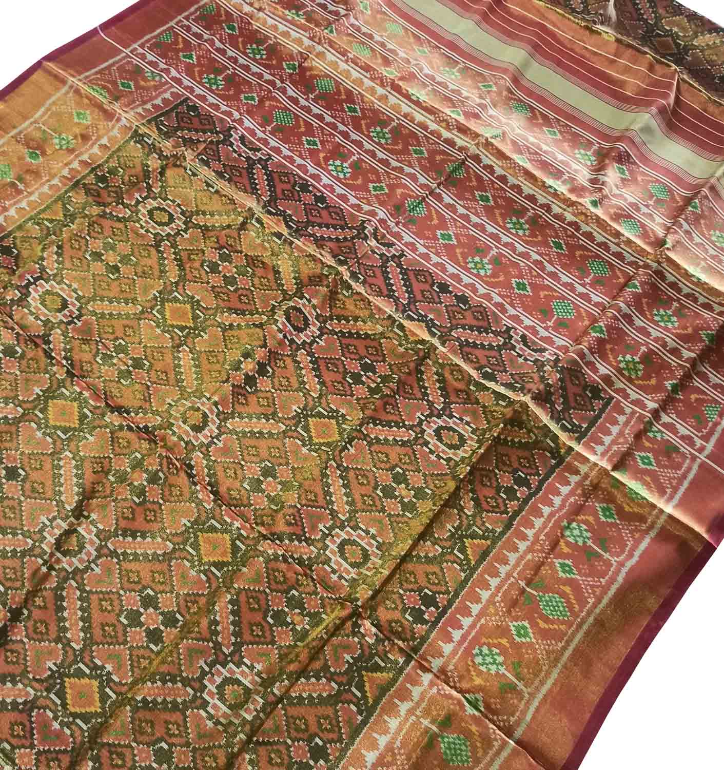 Multicolor Tissue Patola Single Ikat Saree - Luxurion World