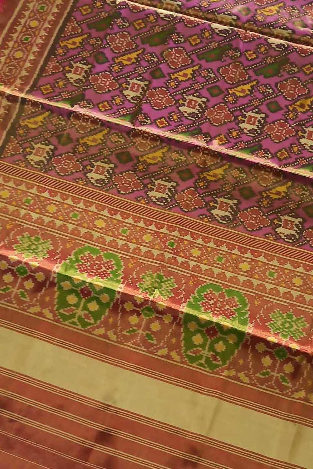 Pink Tissue Patola Single Ikat Saree - Luxurion World