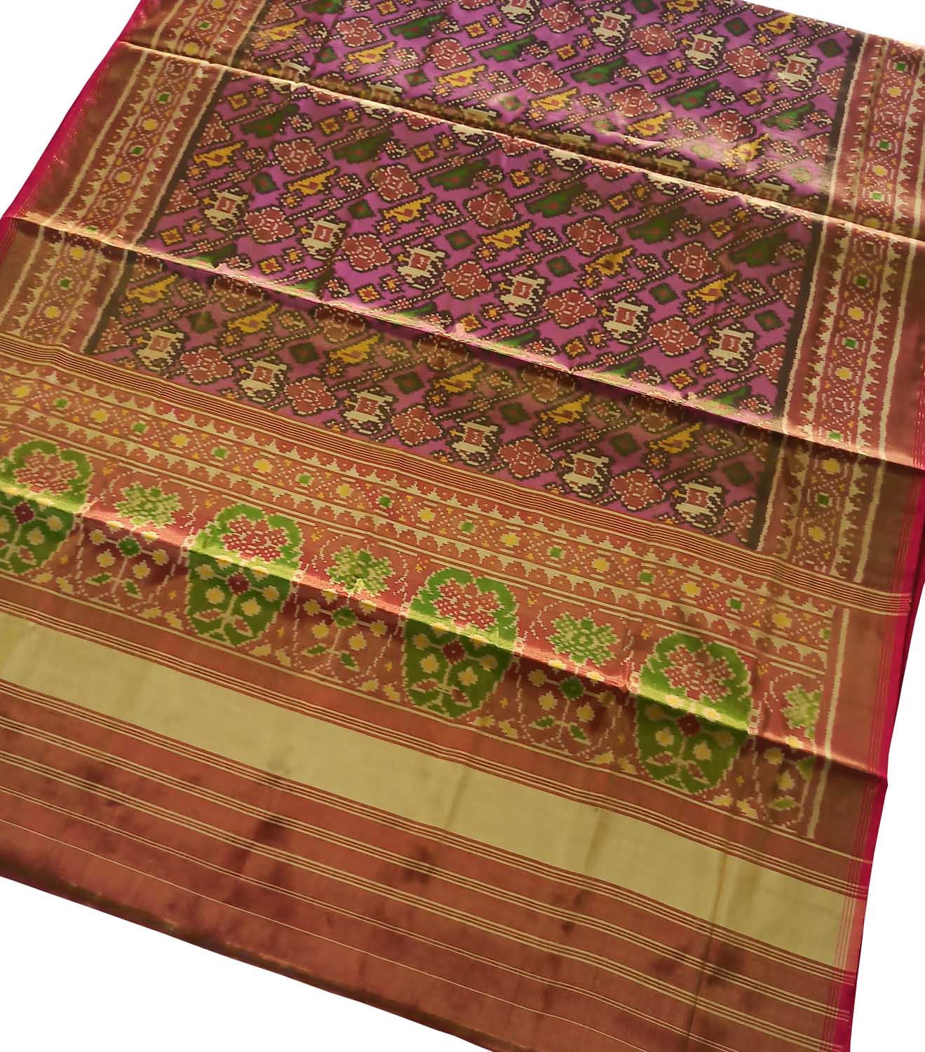 Pink Tissue Patola Single Ikat Saree - Luxurion World