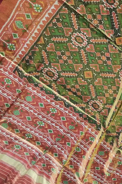 Stunning Green Tissue Patola Single Ikat Saree - Luxurion World