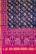 Blue Semi Patan Patola Handloom Pure Silk Elephant Design Saree - Luxurion World