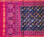 Blue Semi Patan Patola Handloom Pure Silk Elephant Design Saree - Luxurion World