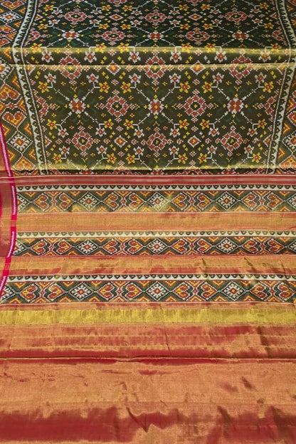 Exquisite Green Patola Handloom Pure Tissue Silk Saree - Luxurion World