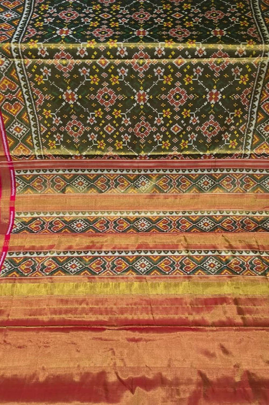 Exquisite Green Patola Handloom Pure Tissue Silk Saree - Luxurion World