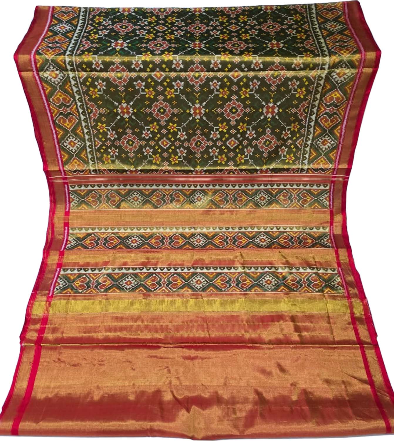 Exquisite Green Patola Handloom Pure Tissue Silk Saree - Luxurion World