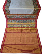 Elegant Off White Patola Handloom Pure Tissue Silk Saree - Luxurion World