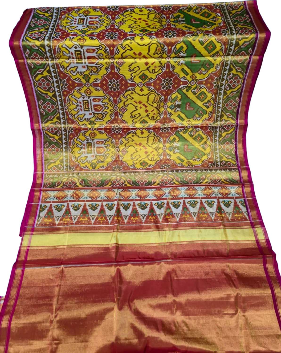 Multicolor Patola Handloom Pure Tissue Silk Saree - Luxurion World