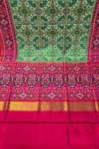Green Handloom Semi Patan Patola Pure Silk Saree - Luxurion World