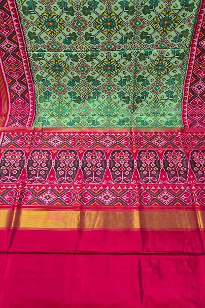 Green Handloom Semi Patan Patola Pure Silk Saree - Luxurion World
