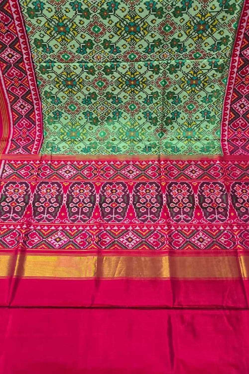 Green Handloom Semi Patan Patola Pure Silk Saree - Luxurion World