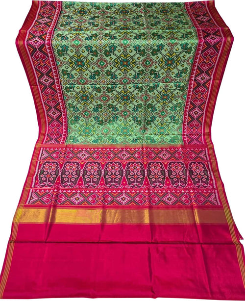 Green Handloom Semi Patan Patola Pure Silk Saree - Luxurion World