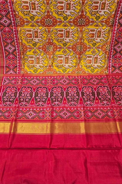 Yellow Handloom Semi Patan Patola Pure Silk Saree - Luxurion World