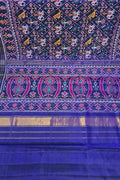 Blue Handloom Semi Patan Patola Pure Silk Saree - Luxurion World
