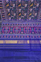 Blue Handloom Semi Patan Patola Pure Silk Saree - Luxurion World