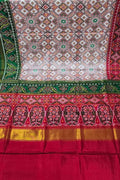 Off White Handloom Semi Patan Patola Pure Silk Saree - Luxurion World
