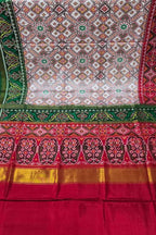 Off White Handloom Semi Patan Patola Pure Silk Saree - Luxurion World