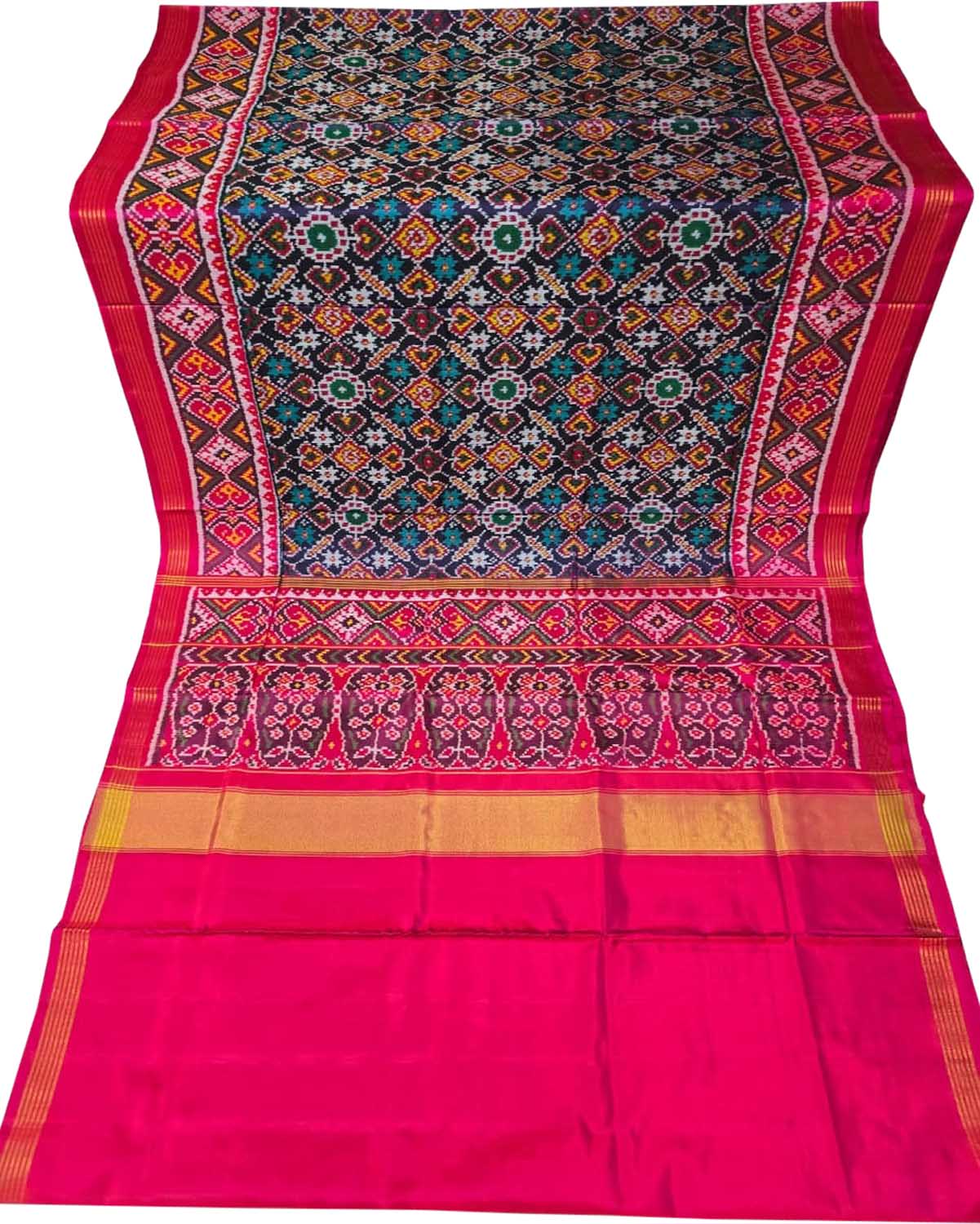 Multicolor Handloom Semi Patan Patola Pure Silk Saree - Luxurion World