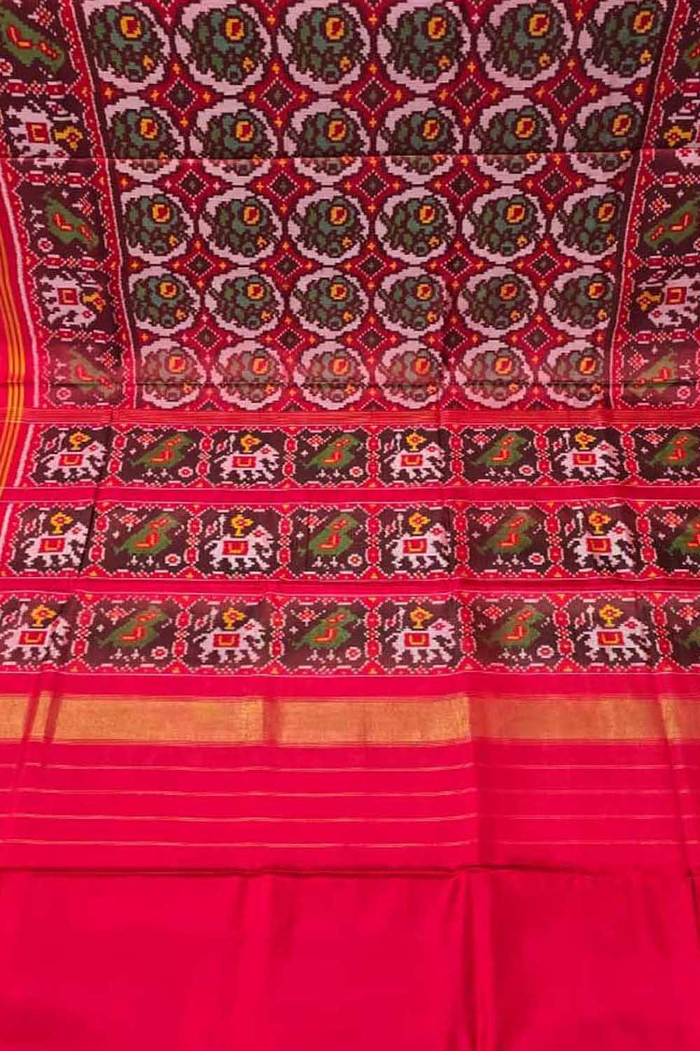 Pink Handloom Semi Patan Patola Pure Silk Saree - Luxurion World