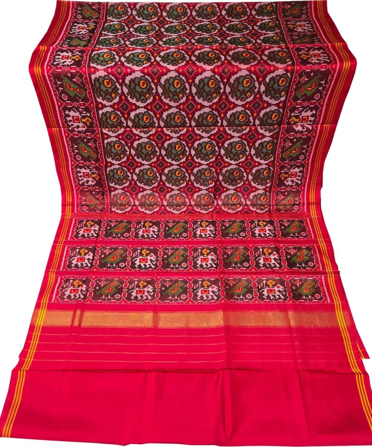 Pink Handloom Semi Patan Patola Pure Silk Saree - Luxurion World