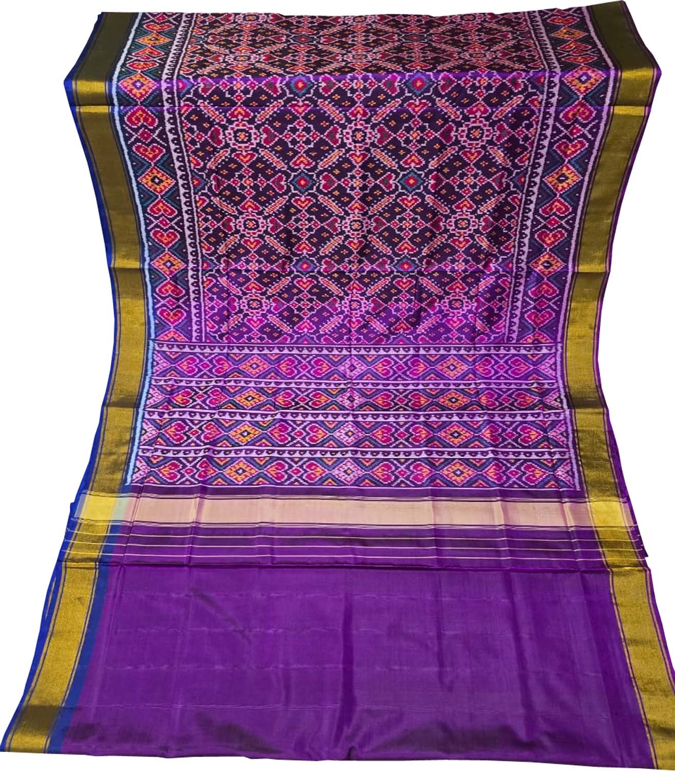 Exquisite Purple Handloom Single Ikat Rajkot Patola Pure Silk Saree - Luxurion World