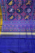 Blue Handloom Single Ikat Rajkot Patola Pure Silk Saree - Luxurion World