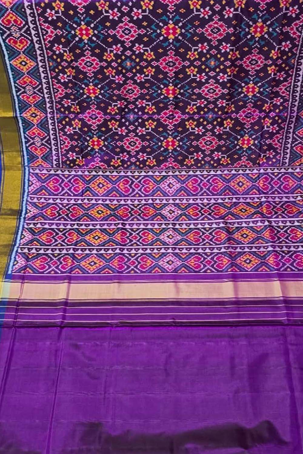 Exquisite Purple Handloom Single Ikat Rajkot Patola Pure Silk Saree - Luxurion World