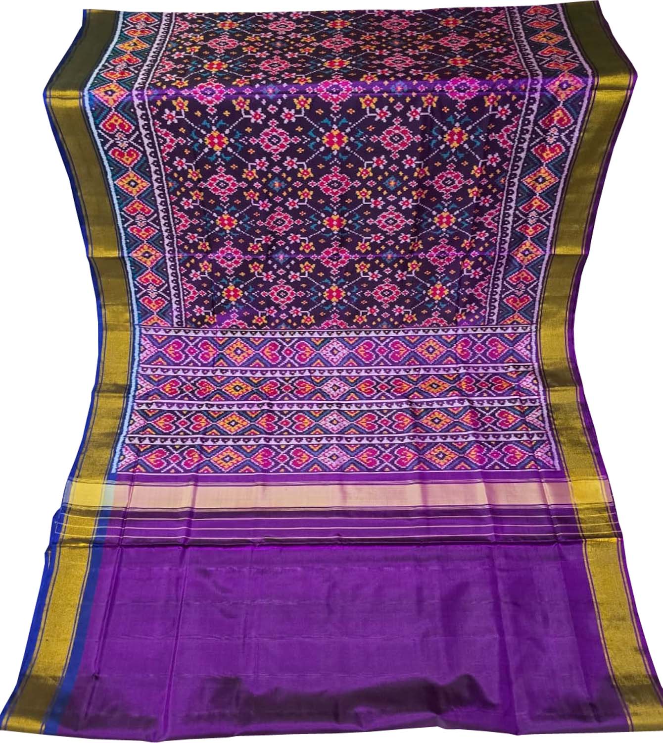 Exquisite Purple Handloom Single Ikat Rajkot Patola Pure Silk Saree - Luxurion World