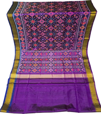 Exquisite Purple Handloom Single Ikat Rajkot Patola Pure Silk Saree - Luxurion World