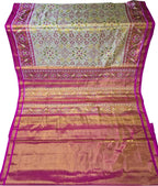Elegant Off White Patola Handloom Pure Tissue Silk Saree - Luxurion World