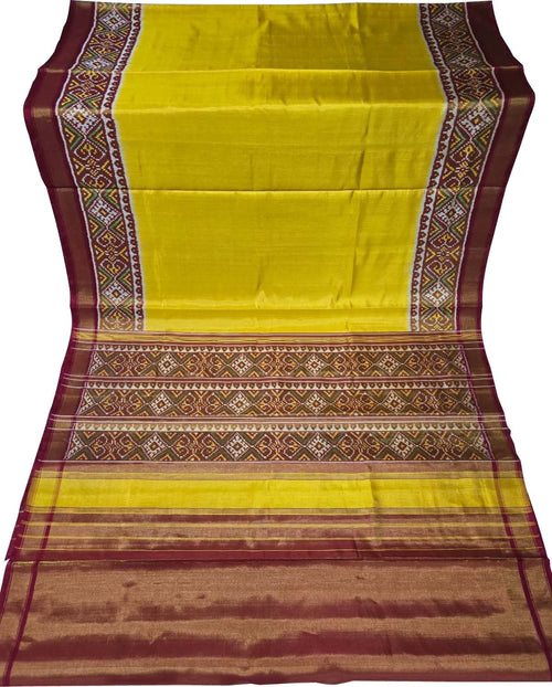 Yellow Patola Handloom Pure Tissue Silk Saree - Luxurion World