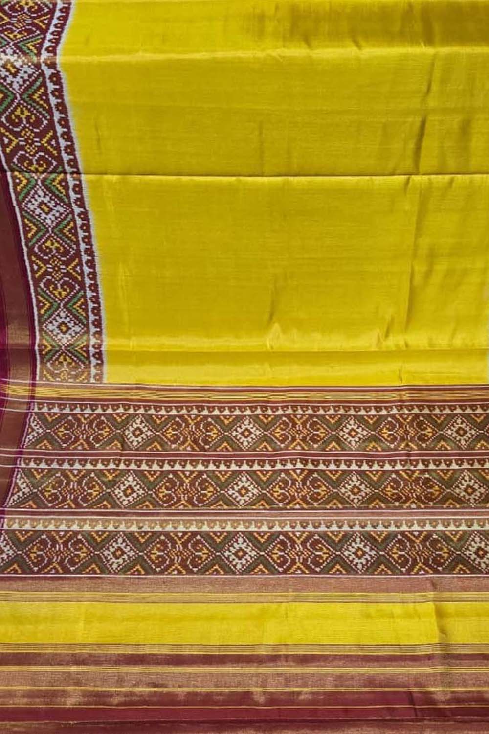 Yellow Patola Handloom Pure Tissue Silk Saree - Luxurion World