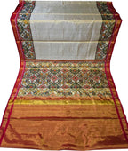 Elegant Off White Patola Handloom Pure Tissue Silk Saree - Luxurion World