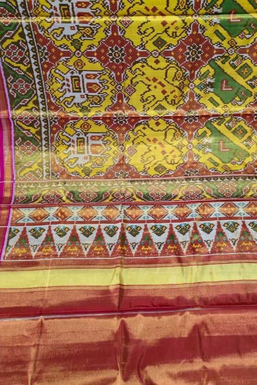 Multicolor Patola Handloom Pure Tissue Silk Saree - Luxurion World