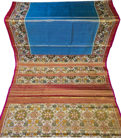 Elegant Blue Patola Handloom Pure Tissue Silk Saree - Luxurion World