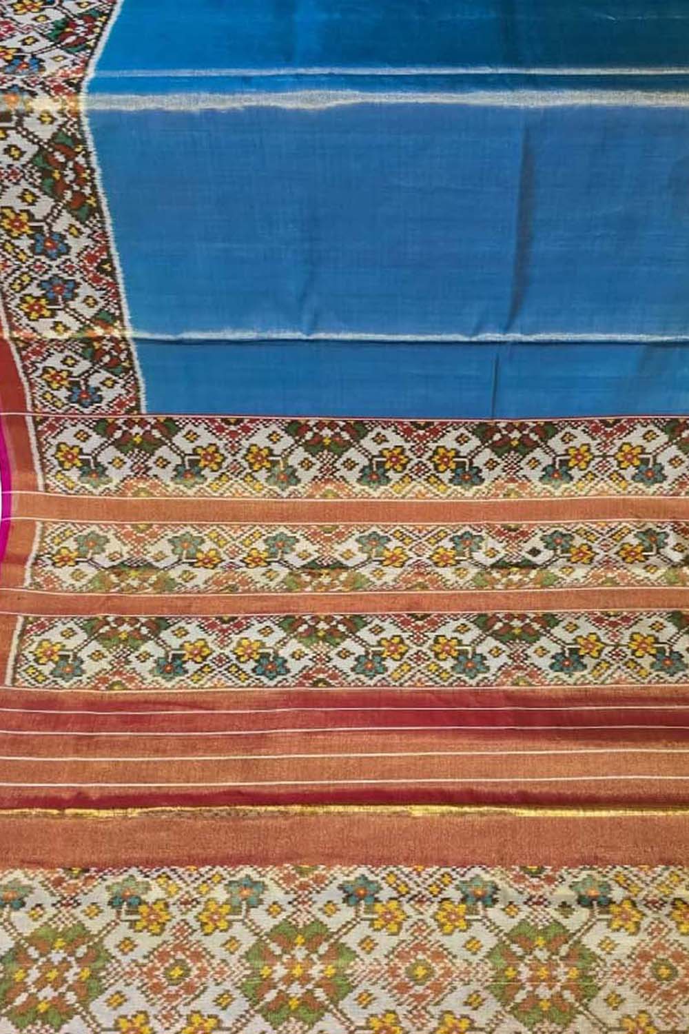 Elegant Blue Patola Handloom Pure Tissue Silk Saree - Luxurion World