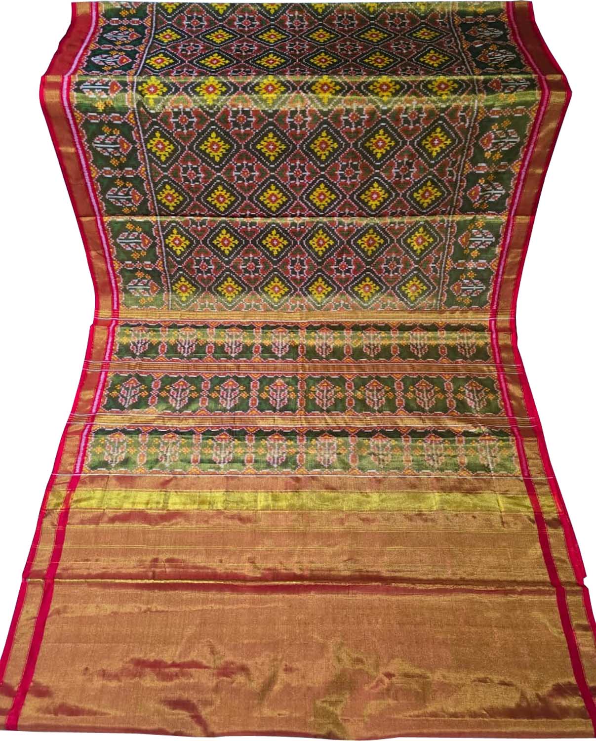 Multicolor Patola Handloom Pure Tissue Silk Saree - Luxurion World