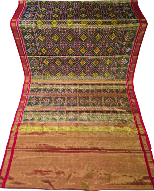 Multicolor Patola Handloom Pure Tissue Silk Saree - Luxurion World