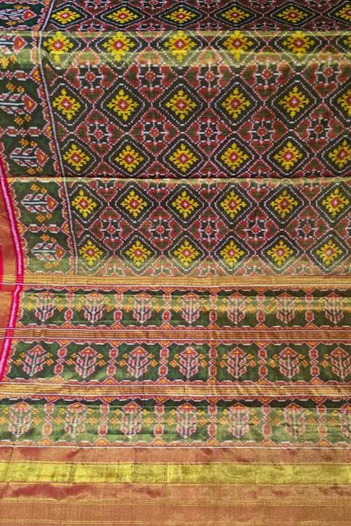 Multicolor Patola Handloom Pure Tissue Silk Saree - Luxurion World