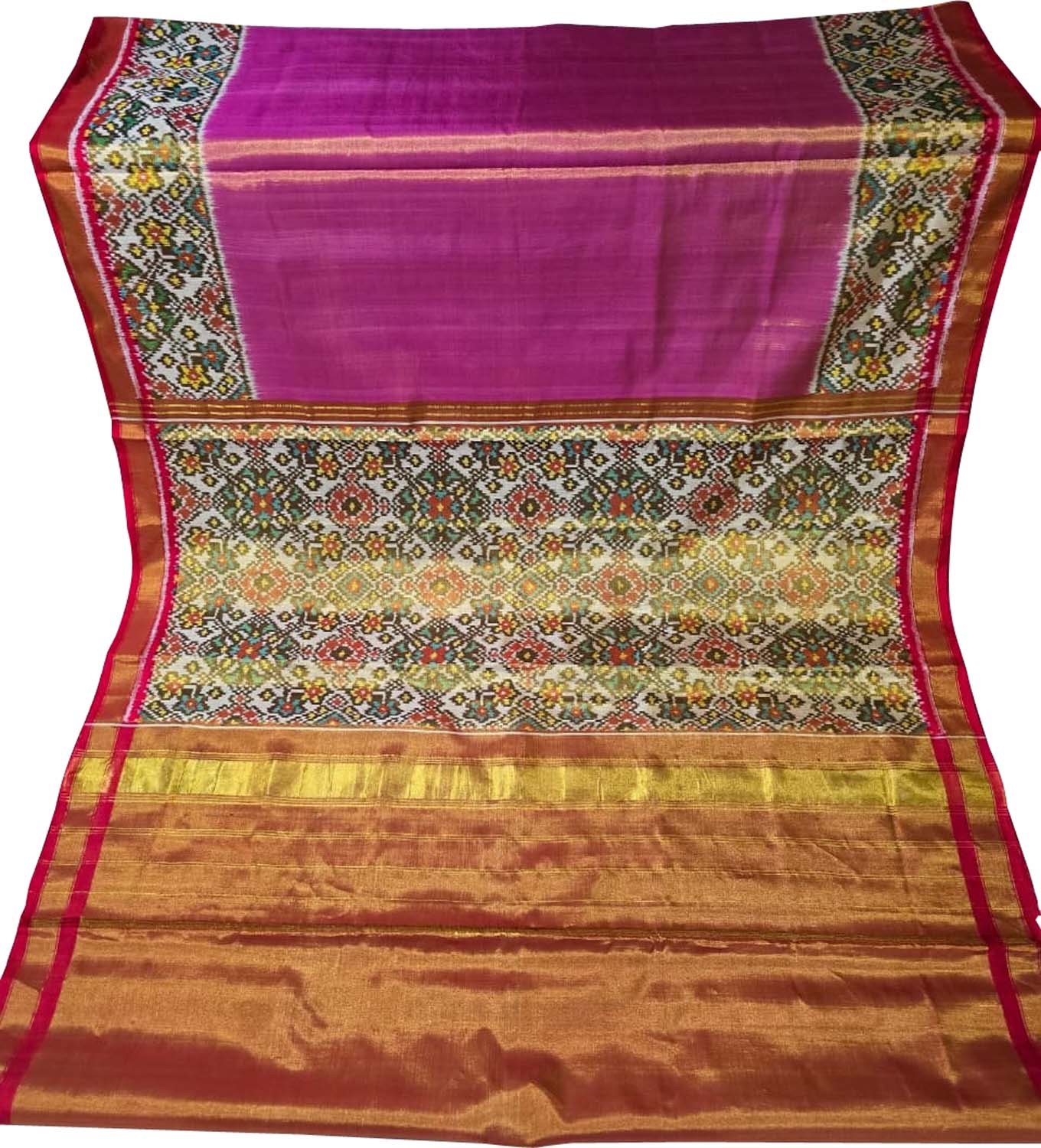 Exquisite Pink Patola Handloom Pure Tissue Silk Saree - Luxurion World