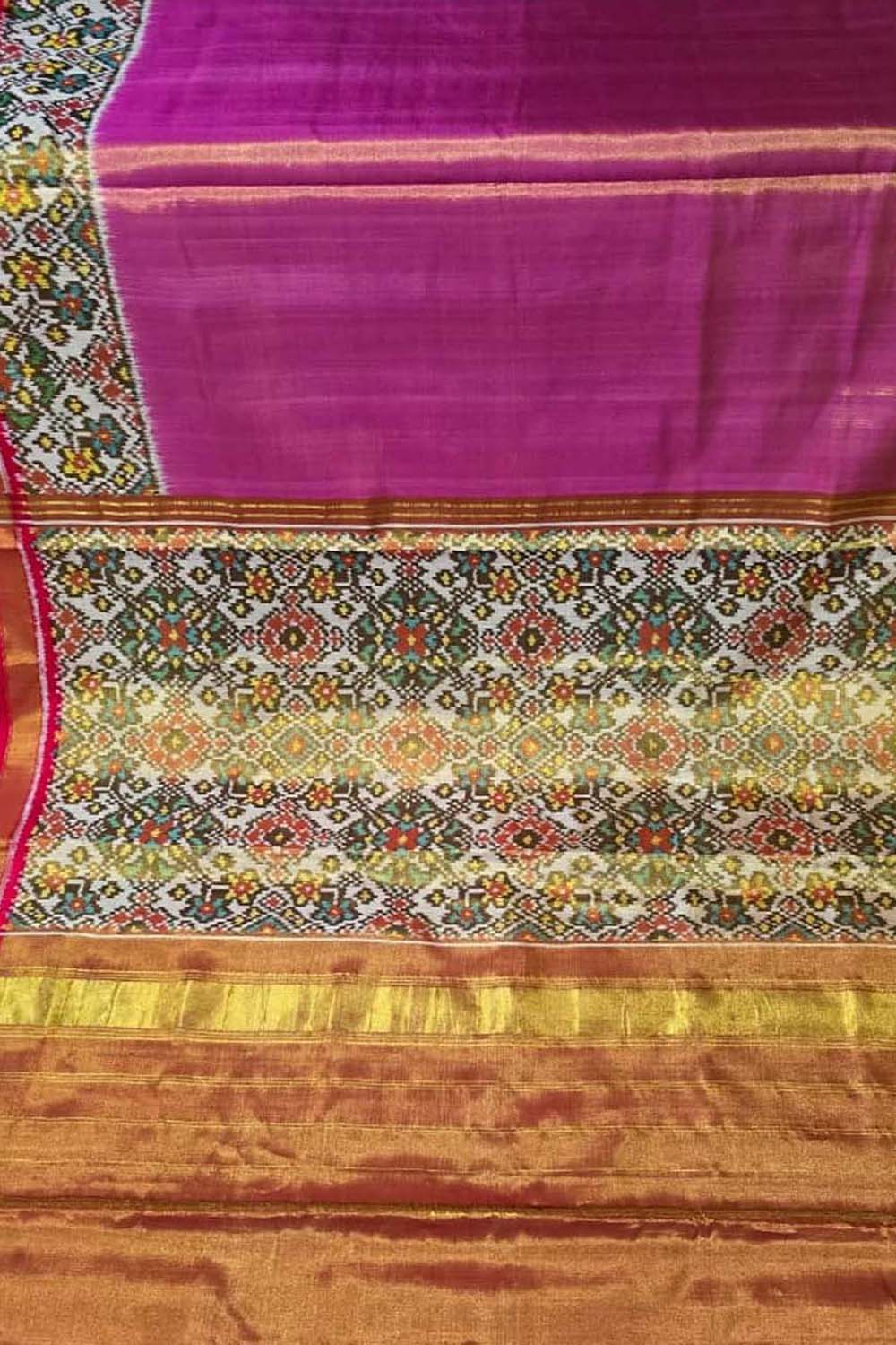Exquisite Pink Patola Handloom Pure Tissue Silk Saree - Luxurion World