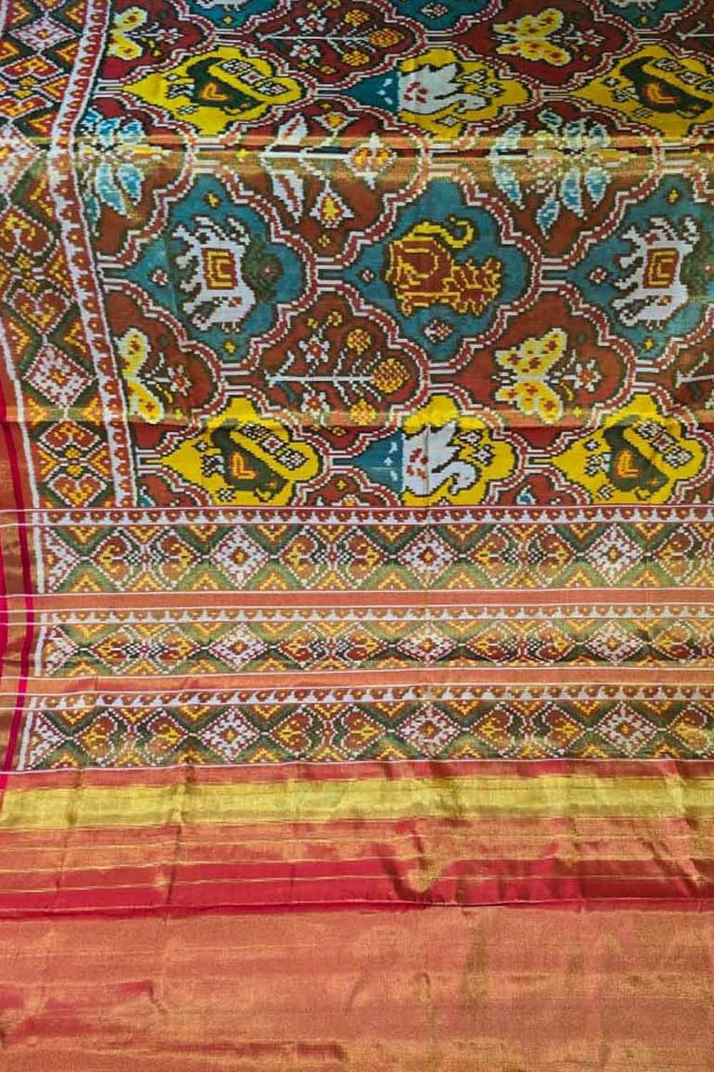 Multicolor Patola Handloom Pure Tissue Silk Saree - Luxurion World