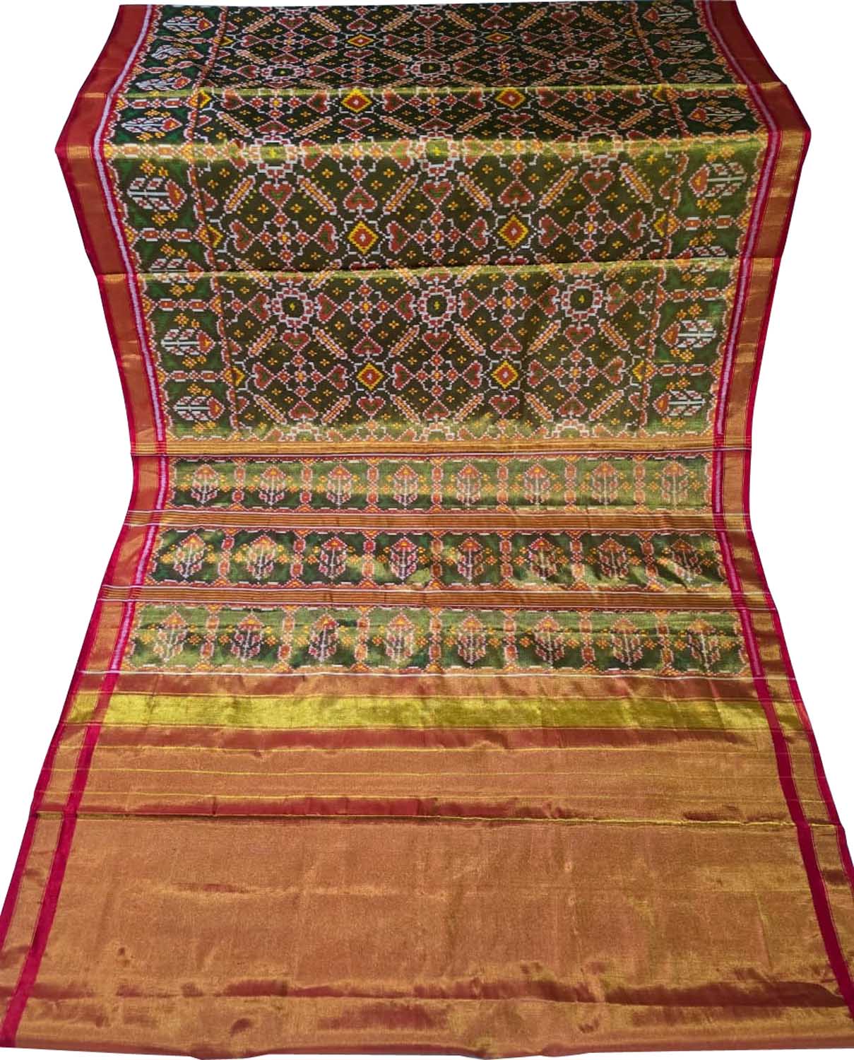 Multicolor Patola Handloom Pure Tissue Silk Saree - Luxurion World