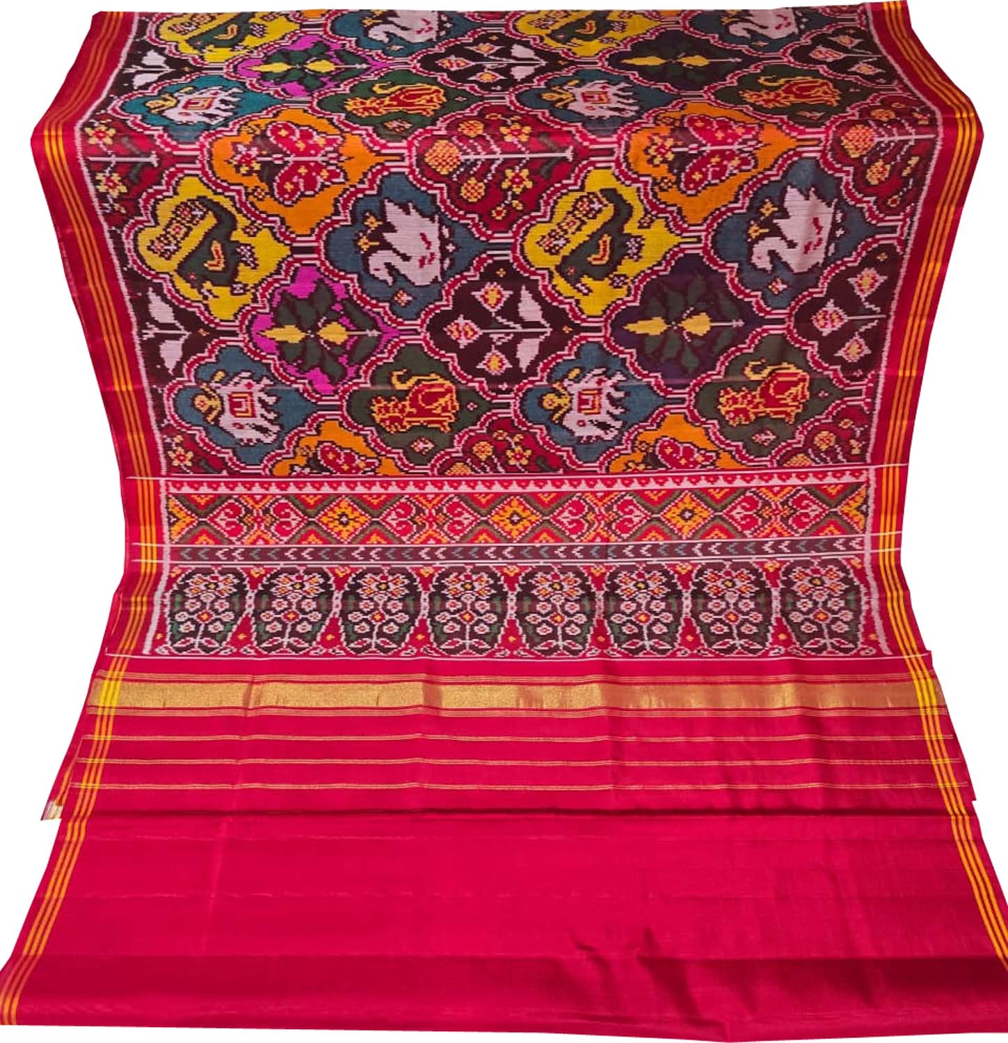 Multicolor Handloom Patan Patola Pure Silk Saree - Luxurion World