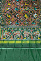 Green Handloom Patan Patola Pure Silk Saree - Luxurion World