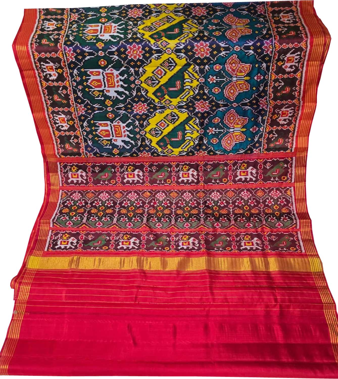 Multicolor Handloom Patan Patola Pure Silk Saree - Luxurion World