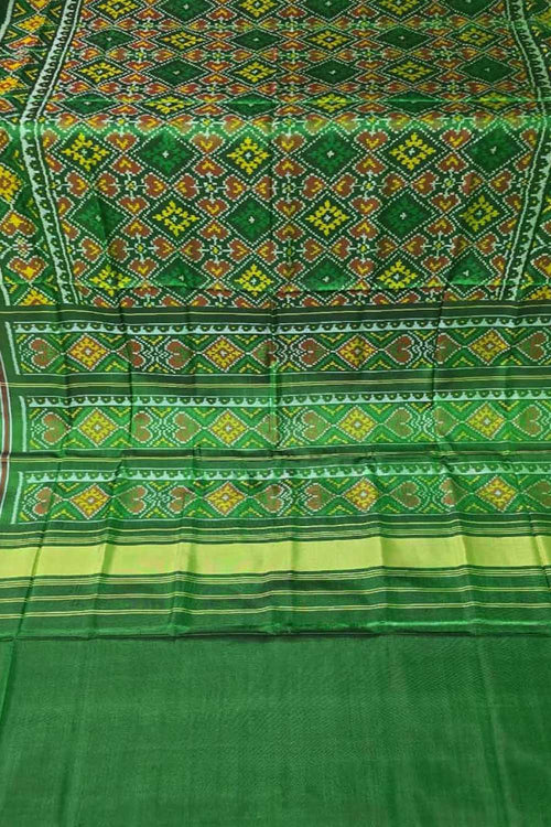 Green Handloom Patan Patola Pure Silk Saree - Luxurion World