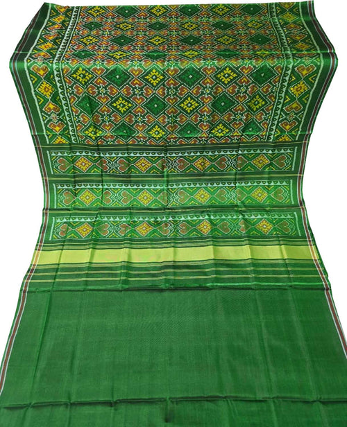 Green Handloom Patan Patola Pure Silk Saree - Luxurion World
