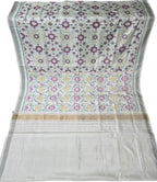 Off White Handloom Patan Patola Pure Silk Saree - Luxurion World