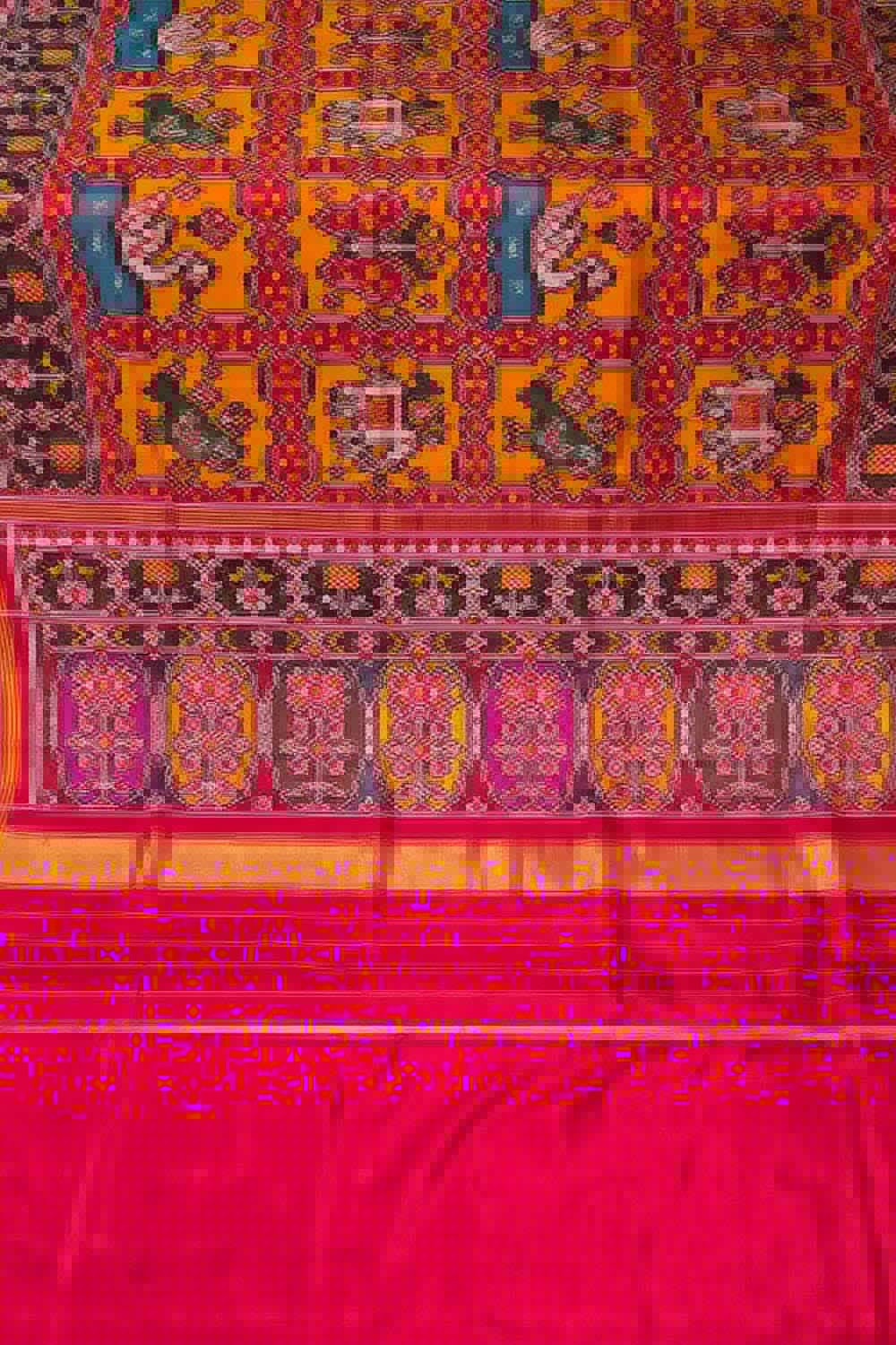 Multicolor Handloom Patan Patola Pure Silk Saree - Luxurion World